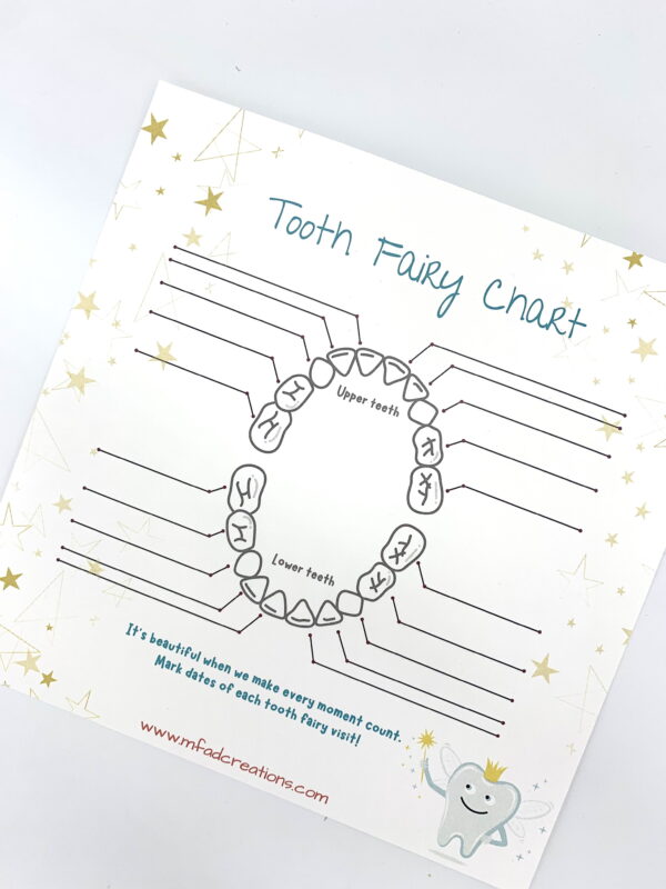 Pink Tooth Fairy Pillow with Tooth Chart - Image 3
