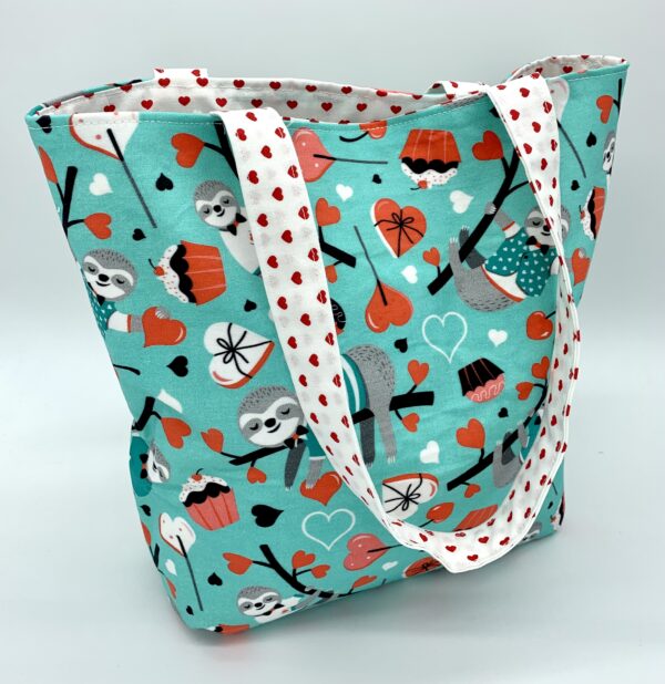 Teal Sloth Valentine's Tote Bag