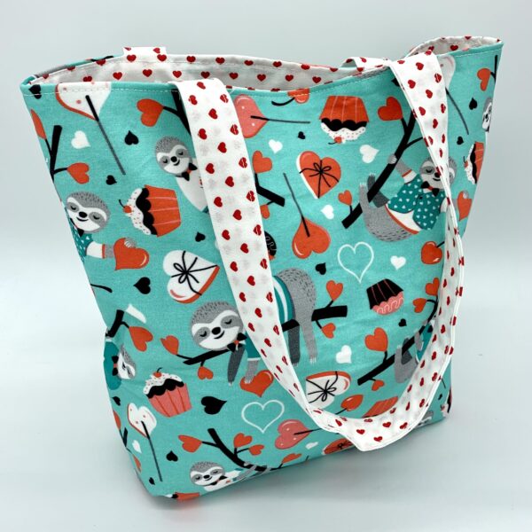 Teal Sloth Valentine's Tote Bag