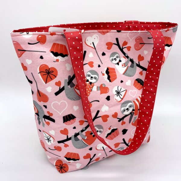 Pink Sloth Valentine's Tote Bag