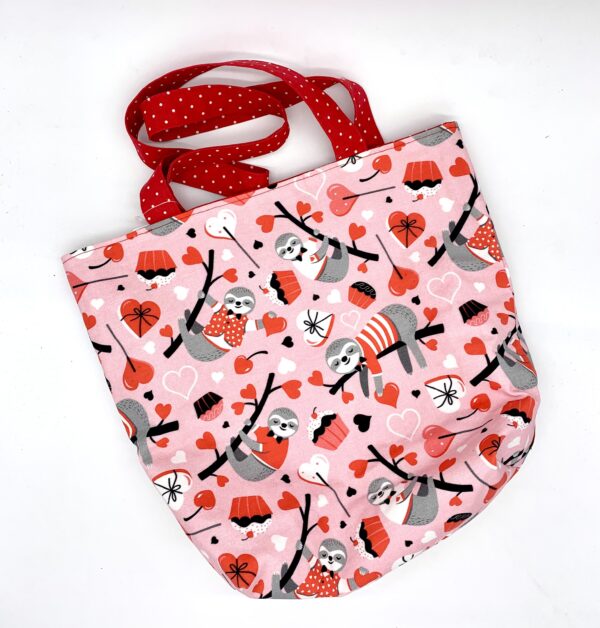 Pink Sloth Valentine's Tote Bag - Image 2