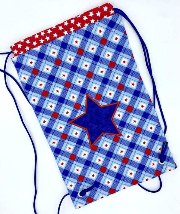 Patriotic Buffalo Check Drawstring Backpack