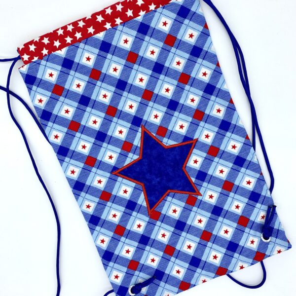 Patriotic Buffalo Check Drawstring Backpack