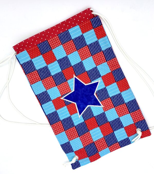 Patriotic Checkered Drawstring Backpack