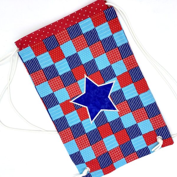 Patriotic Checkered Drawstring Backpack