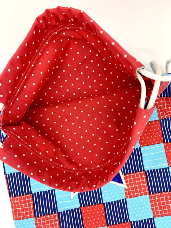 Patriotic Checkered Drawstring Backpack - Image 3