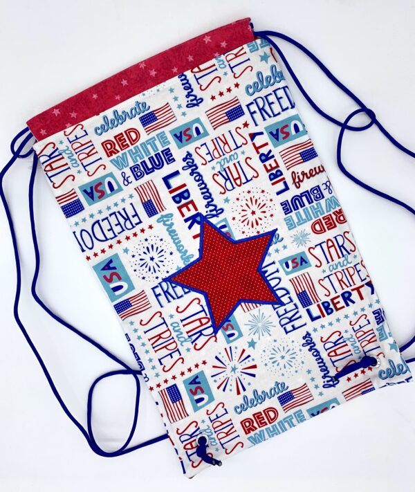 Patriotic Words Drawstring Backpack