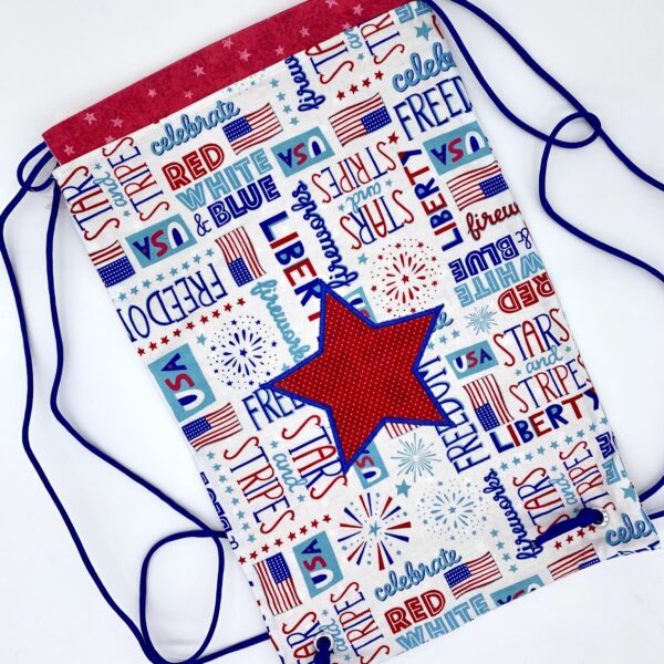 Patriotic Words Drawstring Backpack
