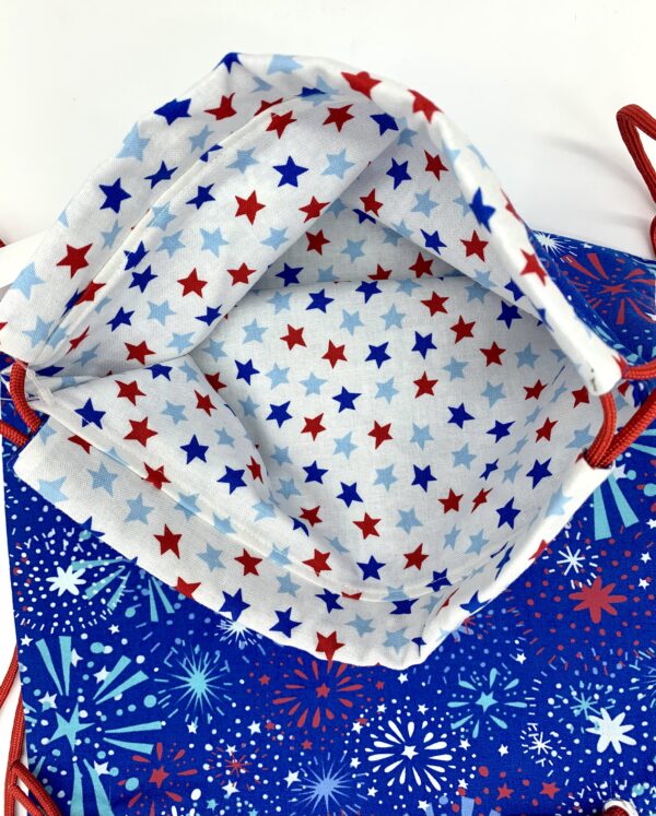 Patriotic Blue Fireworks Drawstring Backpack - Image 3