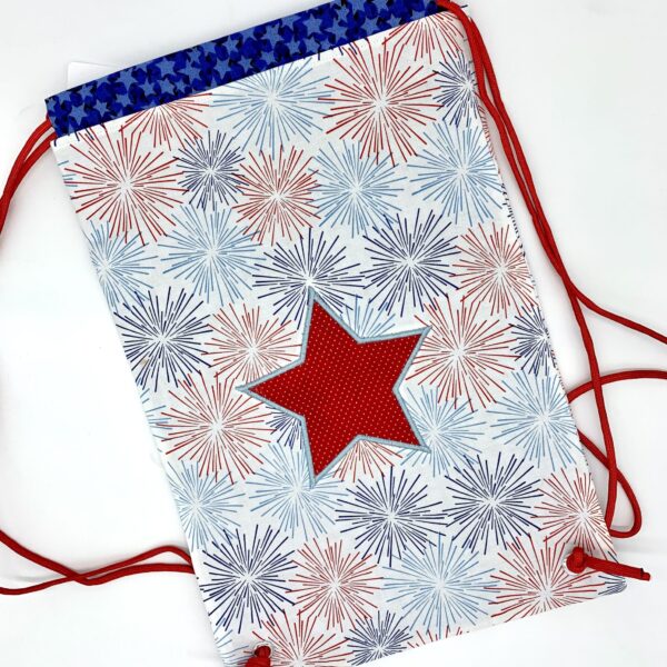 Patriotic Firework Drawstring Backpack